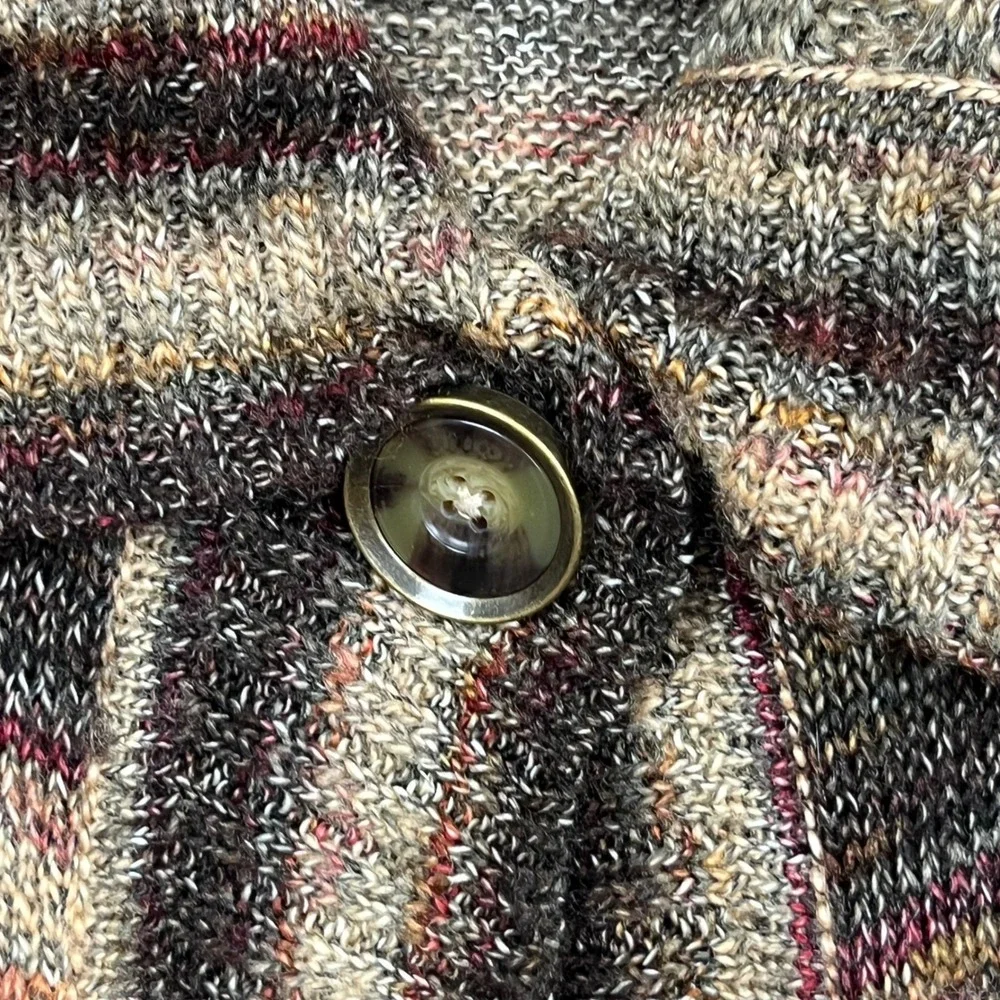 Jones New York Poncho Cardigan 1Sz Brown Striped Hygge Lagenlook Cabin Erthy